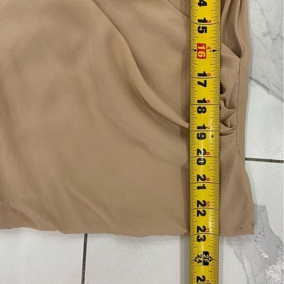 Maje Blouse Wrap Front Cuffed Women 1 Small Beige/Black Deep V-Neck Silk Pleated - Picture 4 of 11